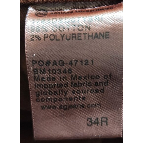 AG Adriano Goldschmied The Tellis Modern Slim Mens Jeans 34R Brown Jeans - Picture 5 of 9